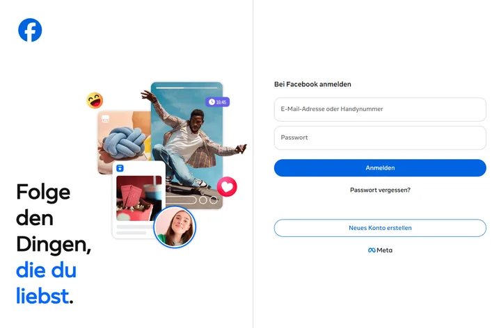 Die Startseite von Facebook