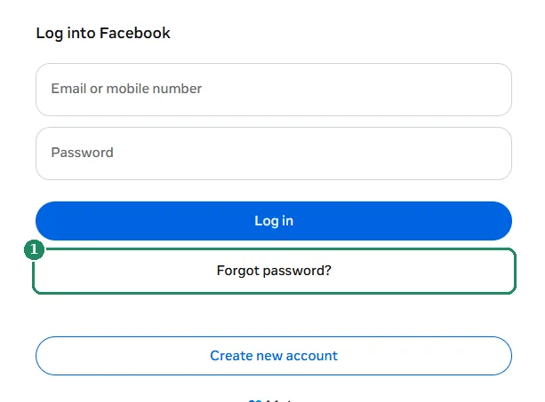 The Facebook login page with the Forgot password? link highlighted