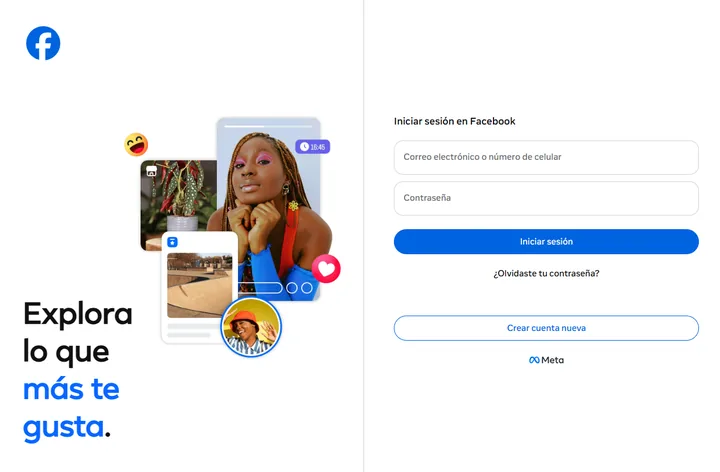 La página de inicio de Facebook