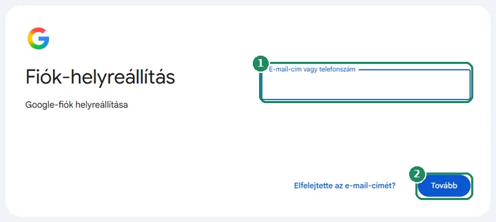 A Google-fiók helyreállítási oldala