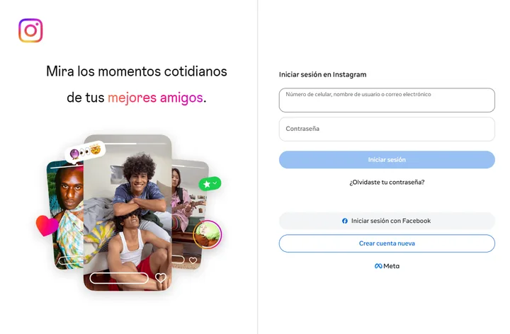 La página de inicio de Instagram