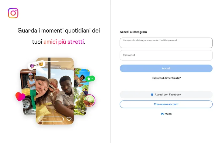 La home page di Instagram