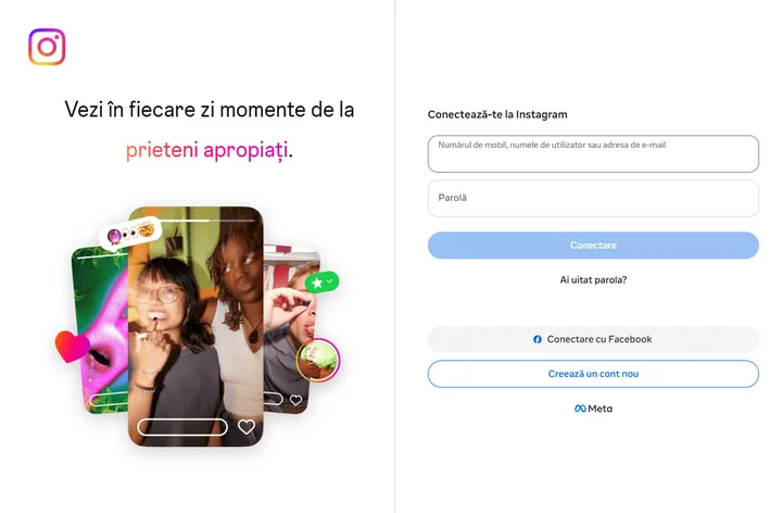 Pagina de start Instagram