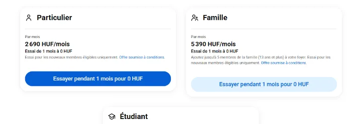 La page YouTube Premium avec les formules Particulier, Famille et Étudiant ainsi que l'offre Premium Lite