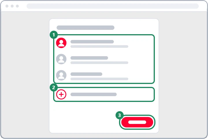 Esquema: as configurações de compartilhamento familiar no YouTube, com a lista de familiares e a opção de convite